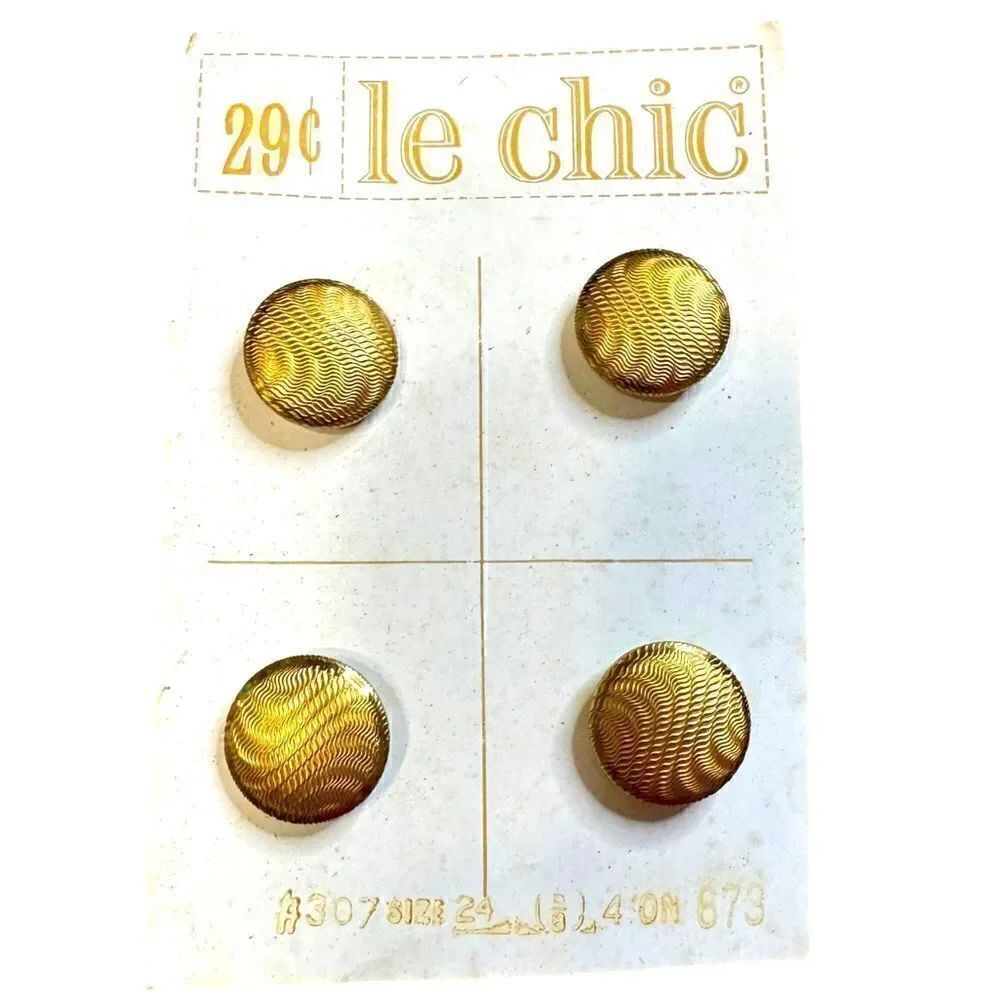 70s Vintage 12 swirly Gold tone buttons NIP